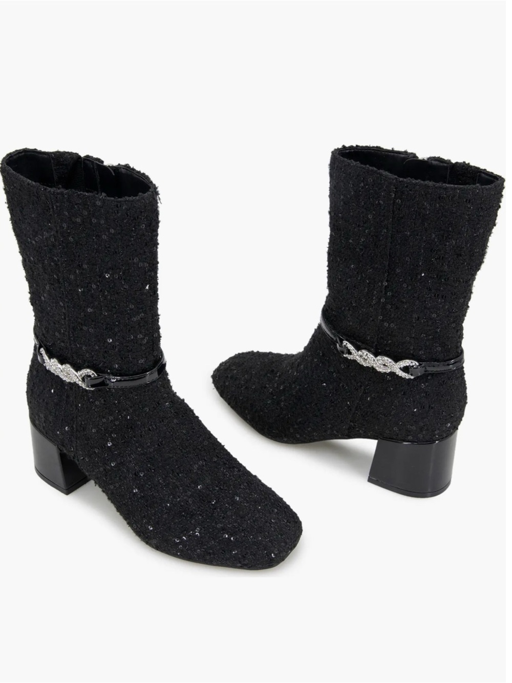 Kenneth Cole Reaction Womens Lacey Jewel Bootie Black Mid-Calf Boots New